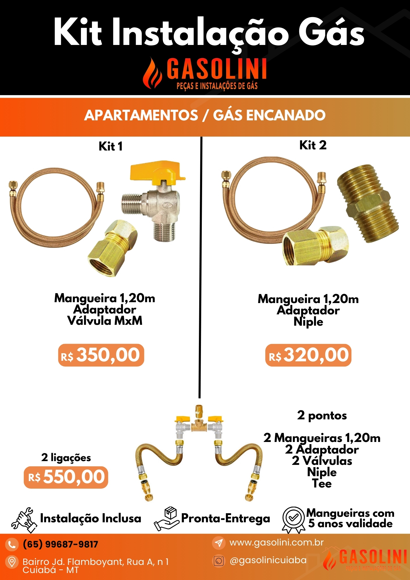 Instalação de Mangueira de Gás